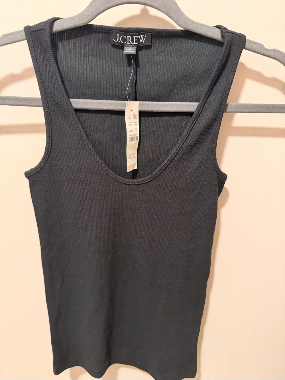 J. Crew Womens Ribbed Button-Front Tank - Black & Cream xxs